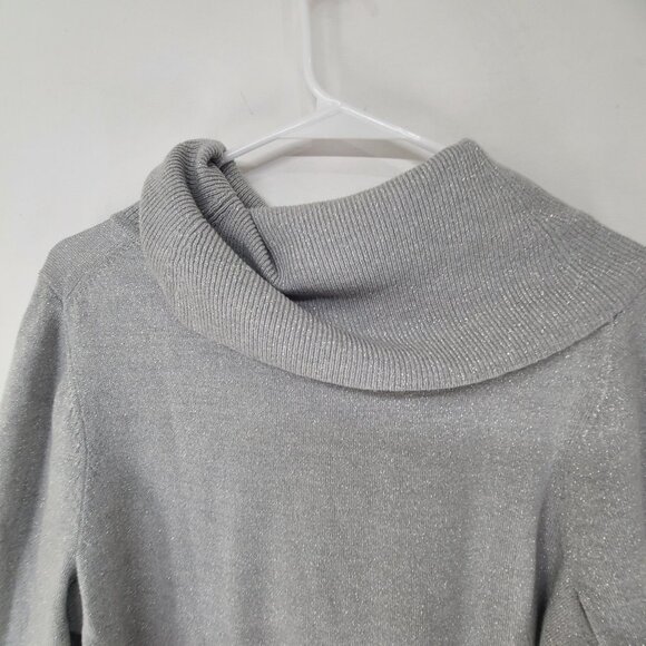 Talbots Women's Merino Wool Shimmer Grey Cowl Neck Long Sleeve Sweater size 0X/ - Picture 6 of 7